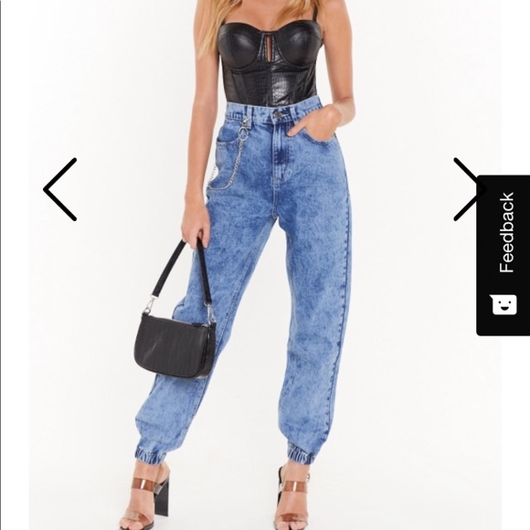 Nasty Gal Denim - New Nasty Girl High Waisted Denim Jeans with Chain